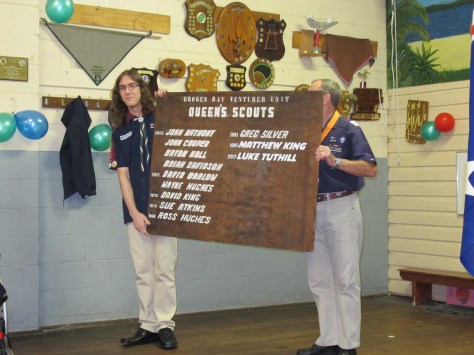 Luke and Kotick Queen's Scout Award Plaque